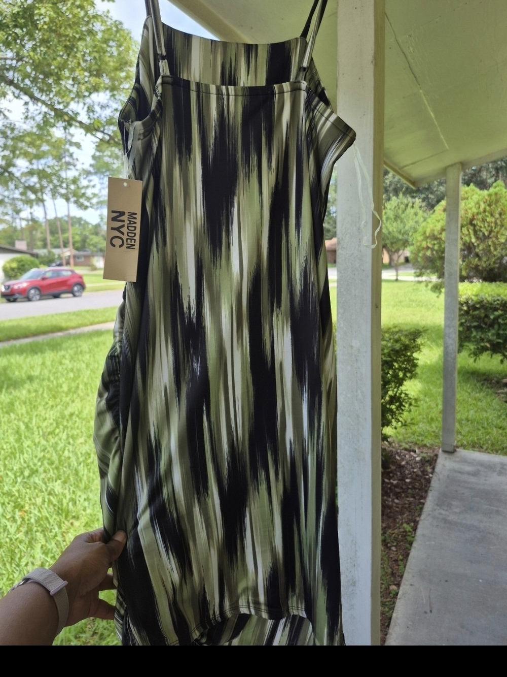 Madden NYC Olive & Black Midi Dress
